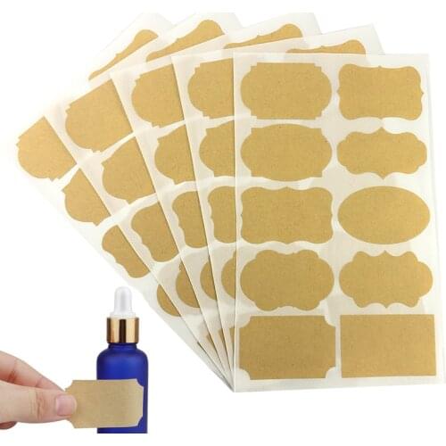 20/40/60 Pcs Fancy Kraft Paper Labels Sticker Essential Oil Perfume Essence Lotion Cosmetic Cream Bottle Kraft Label Stickers