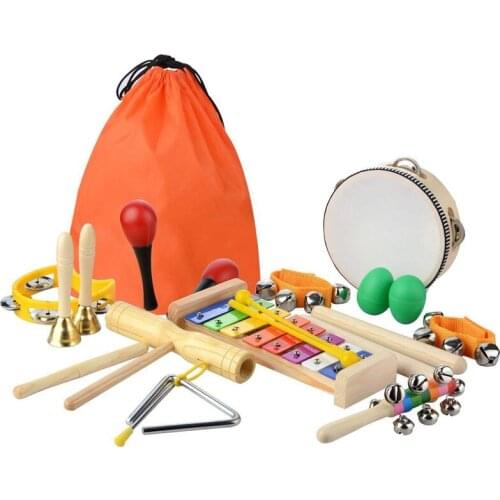 20 Pcs Toddler & Baby Musical Instruments Set - Percussion Toy Fun Toddlers Toys Wooden Xylophone Glockenspiel Toy Rhythm Band S