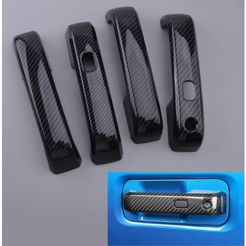 4pcs Exterior Door Handle Cover Trim w/ Thermo Sensor Carbon Fiber Texture fit for Ford F-150 F150 2015 2016 2017 2018 2019 2020