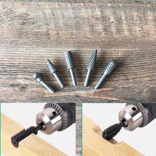 5pcs/set rotary burrs special woodworking electric carving head woodworking special shaped trowels power tool accessories