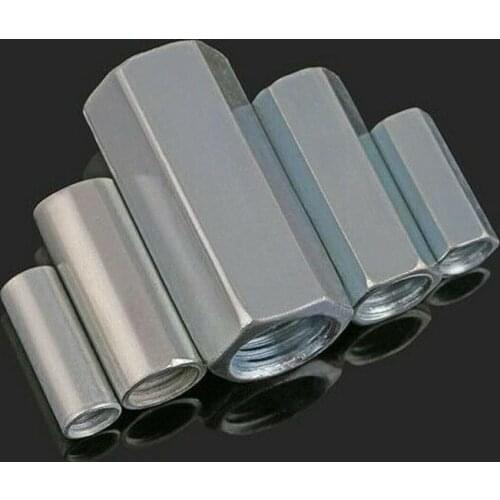 5pcs M6-M20 Galvanized Lengthened Hexagon Nut / Extended Round Screw Connecting Nut