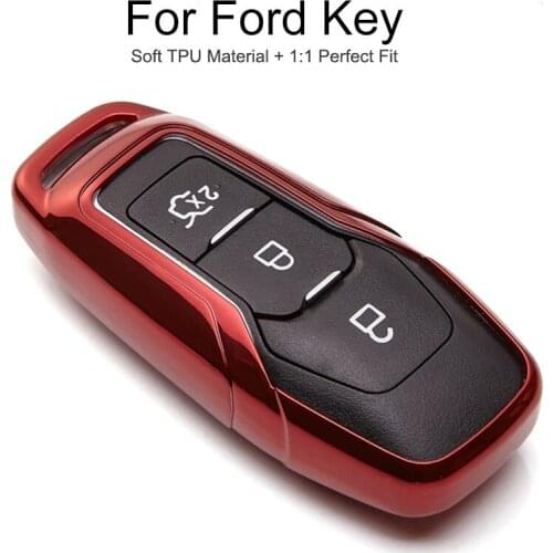 6 Colors TPU Car Key Cover Case Cap For Ford Transit Custom Focus 3 2 SMax Fusion Fiesta ST C MAX KA 2019 Key Chain Ring Styling