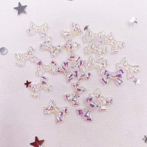 Glitter 50Pcs Clear AB Crystals Mini Bowknot Nail Art Rhinestone Applique Embellishments DIY Manicure Accessories Crafts L061