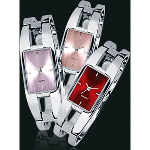 Womens Square Dial Changing Color Bracelet Bangle Quartz Fashion Wrist Watch Creative Wrist Watch Men Women Quartz Watch