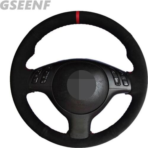 Car Steering Wheel Cover For BMW E39 E46 330i 540i 530i 525i 330Ci M3 2001-2003 Black Hand-stitched Softand comfortable Suede
