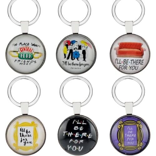 TV Show Friends Keychain Glass cabochon Key Chains Photo Frame Monicas Pendant Keyrings Trinket Jewelry Gift