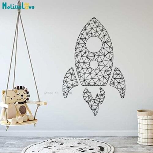 Geometric Rocket Polygonal Space Nursery Kids Playroom Wall Stickers Vinyl Home Art Decor Lovely Decal YT5515