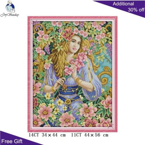 Your Gift Flower Woman Needlework RA221 14CT 11CT Counted and Stamped Home Decor Flower Fairy Joy Sunday Cross Stitch kits