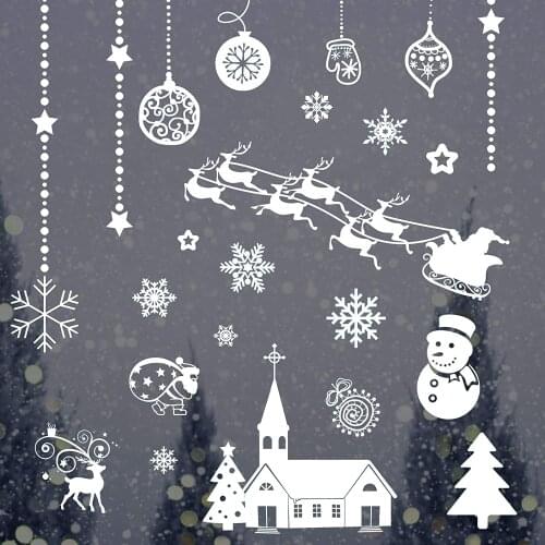 METABLE 12 sheets Xmas Cling Decal Stickers White Winter Wonderland Decor Frozen Theme Party for Home Cafe Book Store Showcase