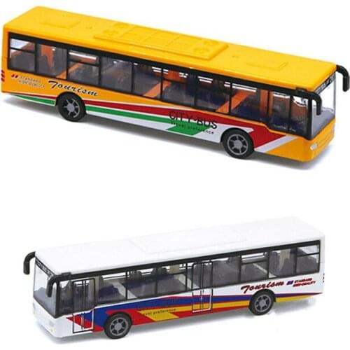 Simulation Mini Zinc Alloy Bus Childrens Toy Vehicles 1Pc Random Color Kids Finger Toys Funny Gifts Miniature Toy Bus