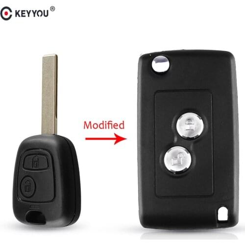 KEYYOU Modified 2 Buttons Flip Key Case Fob Shell Cover Fob Cover For Citroen C1 C2 C3 For Peugeot 206 306 307 HU83 Blade