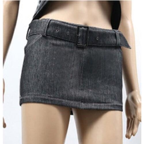 Fad Mini Prevent Exposed Belt Denim Skirt Skinny Package Hip Charming Booty Pencil Skirts Kawaii Package Hip Skirt Trendy Skirts
