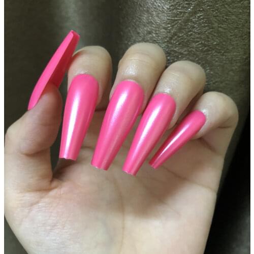 20Tips/PC Pearl Color Detachable Ballerina False Nail Art Press on Nails Women DIY Coffin Acrylic Fake Nails Without Glue Supply