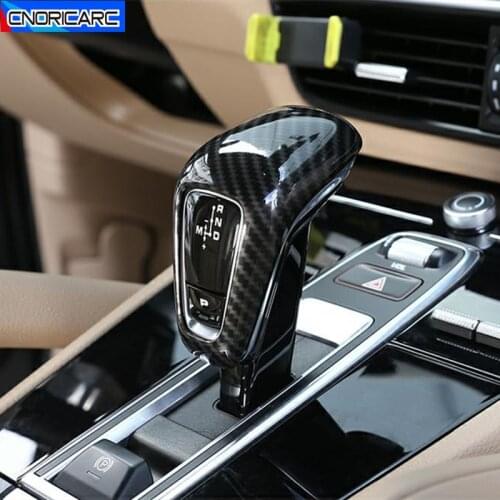 Carbon Fiber Color Car Console Gearshift Cover Trim For Porsche Cayenne 2018-2019 ABS Interior Decoration Accessories
