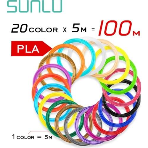 PLA Filament 3D Pen Filament Refills 1.75mm PLA 20 Packs 16 Normal colors and 4 Luminous Color 100m Totally