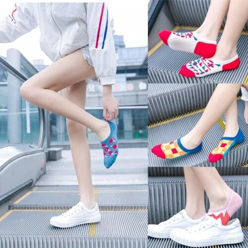 YZ-S-ZZ-0141 New fashion thin womens boat socks Japanese retro ethnic style socks new creative boat socks lovers socks