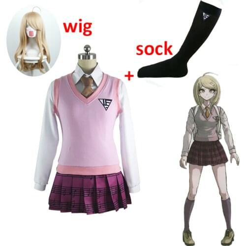 New Game Danganronpa V3 Akamatsu Kaede Cosplay Costume Japanese Anime Uniform Clothes Shirt and Vest and Skirt and Tie And sock
