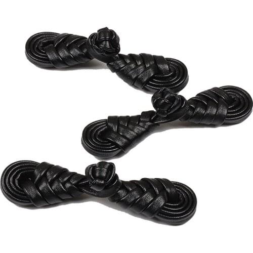 New Fashion PU Imitation Leather Pipa Plate Buckle Chinese Style Chinese Retro Leather Jacket Vest Hand-woven Buttons