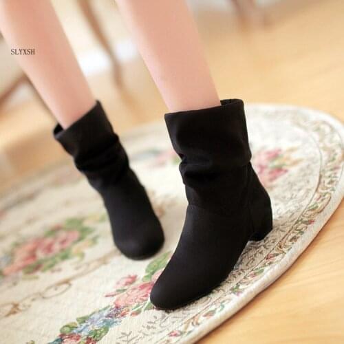 New autumn and winter velvet boots scrub womens boots shoes spring boots female cotton boots low thick shoes
