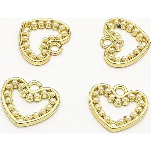 New Arrival! 16x18mm 100pcs Imitation pearls Heart Charm for Handmade Necklace Earring DIY Parts,Jewelry Findings & Components