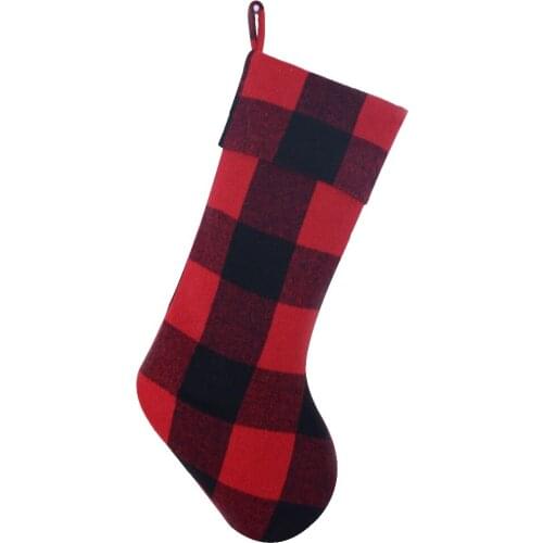 New arrive Free Shipping red and black Plaid Body Christmas Stocking Christmas tree Decoration