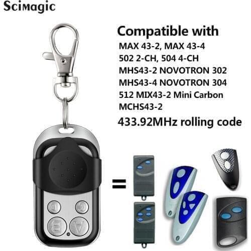 NOVOFERM NOVOTRON 502 MAX43-2 504 MAX43-4 433,92 MHz Garage Door Remote Control 433 4CH Slide Cover Transmitter For Gate