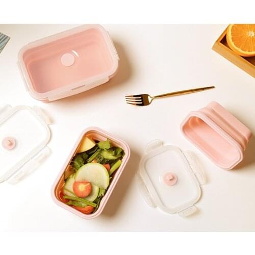 Silicone Collapsible Portable Lunch Box Microwave Bowl Folding Food Storage Container Picnic Outdoor With Lid Bento Box BPA Free