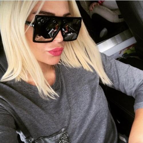 2020 Fashion Oversize Gradient Sun Glasses Women Pink Flat-topped Sunglasses Women/Men Brand Designer Retro Goggle UV400 De Sol