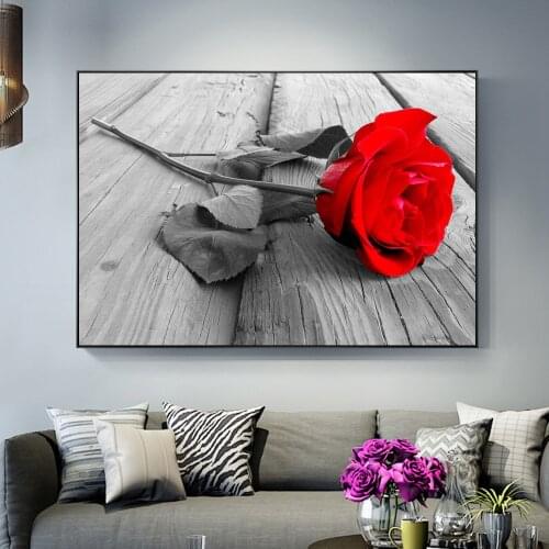 Modern Red Rose Flower Home Decor Canvas Painting Posters And Prints HD Floral Wall Art Picture For Living Room Decor Cuadros