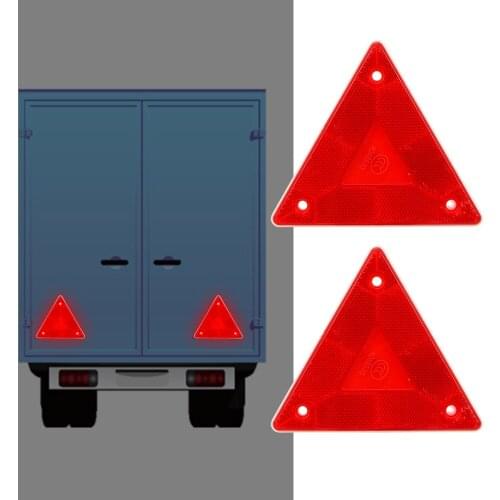 LEEPEE Reflective Sign Board Triangle Warning Reflector Stop Warning Sign Truck Plate Rear Light Safety Red 2 Pieces