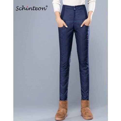 Women Winter Pants High Waist White Duck Down Trousers Warm Slim Pencil Pants Waterproof Thick High Quality