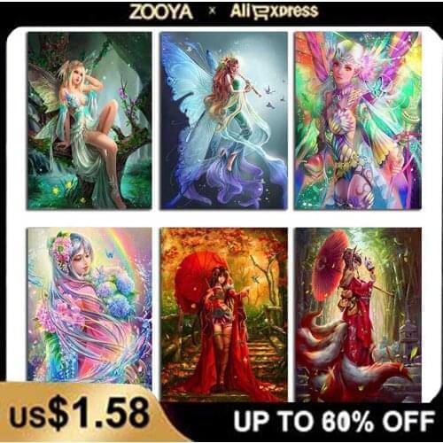 ZOOYA Art 5D Diy Diamond mosaic full layout "Butterfly Elf" Diamond Paintings Cross Stitch 3D Rhinestones Embroidery Decor CH219