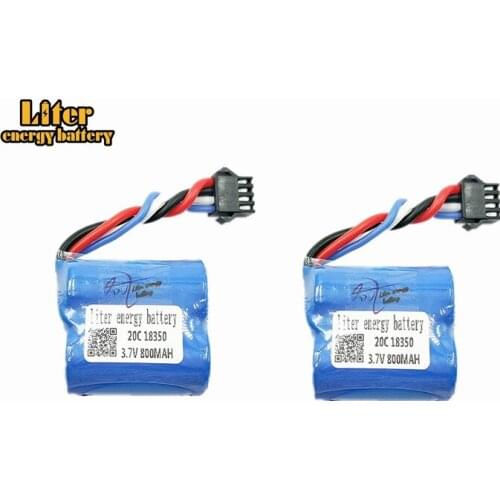 2pcs/lot 3.7V 800mAh Li-ion battery for H100 High speed RC boat 18350 2s lipo Battery