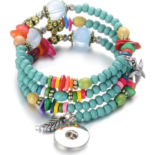 2019 Newest Gingersnaps Jewelry Vocheng Wood Snap Bracelet 8 Colors Interchangeable Bracelets Fit 18mm NN-710