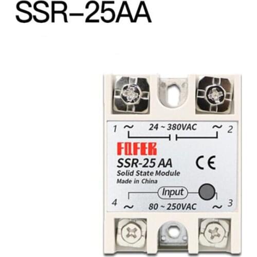 50pcs/lot SSR-25AA 25A Single-phase Solid State Relay Module 80-250VDC Input 24-380VAC output SSR25AA