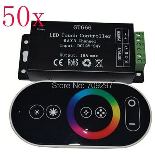 FREE DHL/FEDEX 50sets/lot 18A DC12V/24V RF Wireless Touch GT666 LED dimmer RGB remote controller for RGB LED Strip light