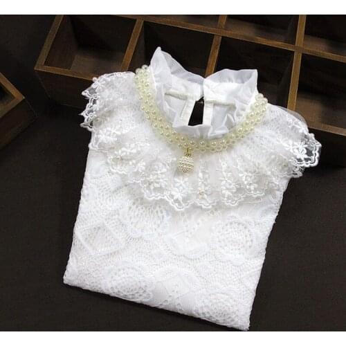 2021 Spring Autumn Girls Blouse Cotton Shirts Baby Teenager Students Tops Lace Long Sleeve Kids Shirt Childrens Clothes