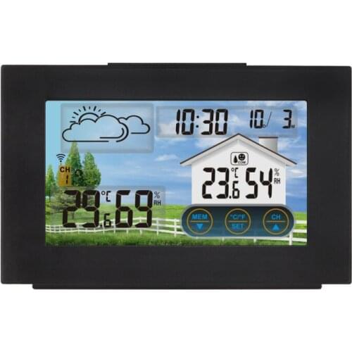 Digital Thermometer Hygrometer Wireless Weather Station LCD Wireless Hygrometer Thermometer Outdoor/Indoor Forecast Sensor Clock