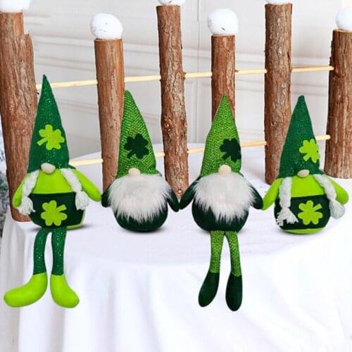 St. Patricks Day Irish March Festiva Day Easter Swedish Gnome Leprechaun Shamrock Handmade Plush Toys Doll Household Ornaments
