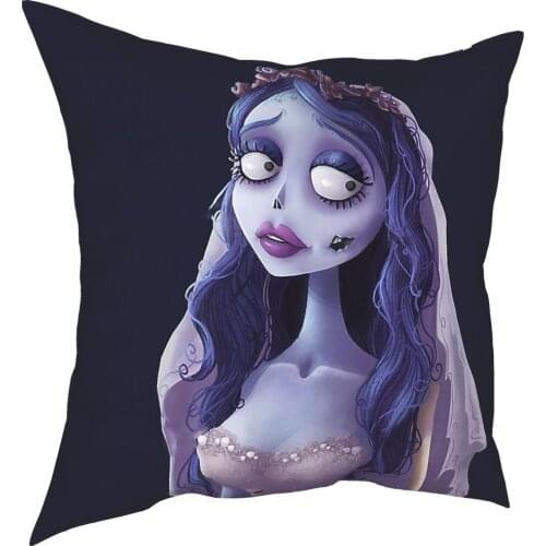 Emily The Corpse Bride Pillowcase Home Decorative Skeleton Cushion Cover Throw Pillow for Living Room Double-sided Printing