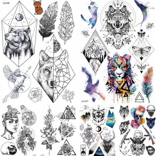 GoldOcean Watercolor Tribal Tiger Design Temporary Tattoo Stickers Men Body Art Tatoo Arm Women Sexy Waterproof Flash Tattoo Leg
