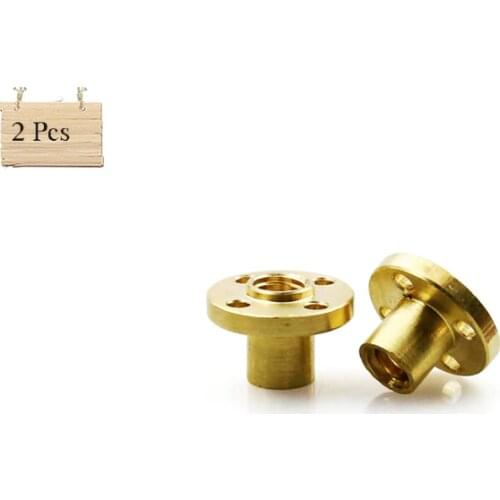2 PCS/lot 3D printer parts 8mm T8 Type Lead Screw Brass Flange Nut For 3D Printer Z Axis Stainless Steel Lead Screw