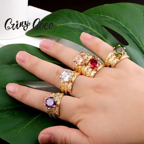 Cring Coco Hawaiian Copper Ring Polynesian Samoa Purple CZ Stone Couple Diamond Rings Trendy Romantic Zircon Jewelry for Women