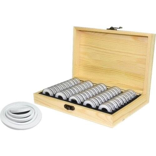 20/30/50/100pcs Coin Storage Box 18/21/25/27/30mm Round Coin Storage Wooden Box Commemorative Coin Collection Storage Organizer