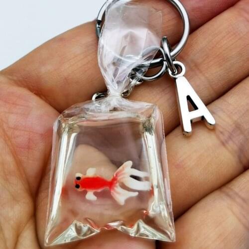 Cute Gold Fish Pendant Gold Fish Waterbag Keychain Gold Fish Tank Aquarium Goldfish Key Chain Charm