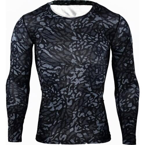 Mens T-shirt 2020 Hot Style Sports T-shirt Long-sleeved Running Fitness Clothes Stretch and Quick-drying Camouflage Tights