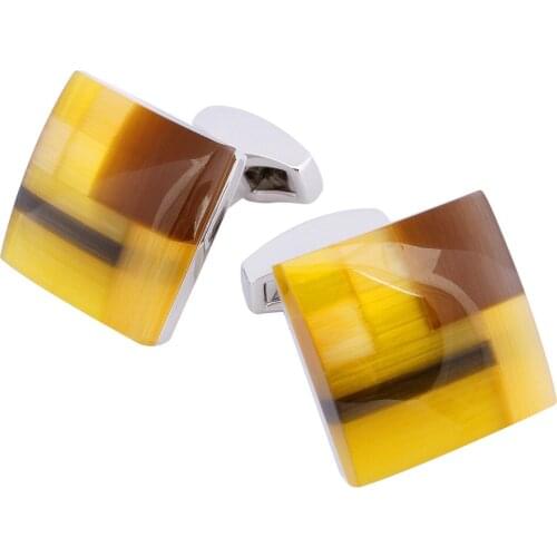 HAWSON Cats Eye Stone Cufflinks for Men Fashion Square French Shirts Cuff Button Exquisite Mens Dress Jewelry with Box