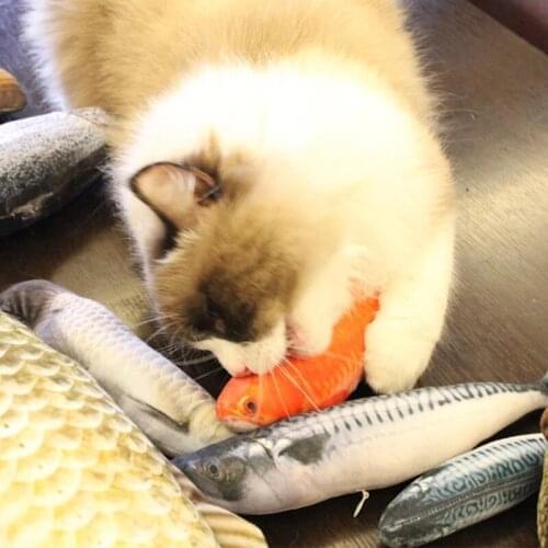 Cat Soft Plush Fish Shape Cat Toy Interactive Gifts Fish Catnip Toys Stuffed Pillow Doll Simulation Fish Playing For Pet