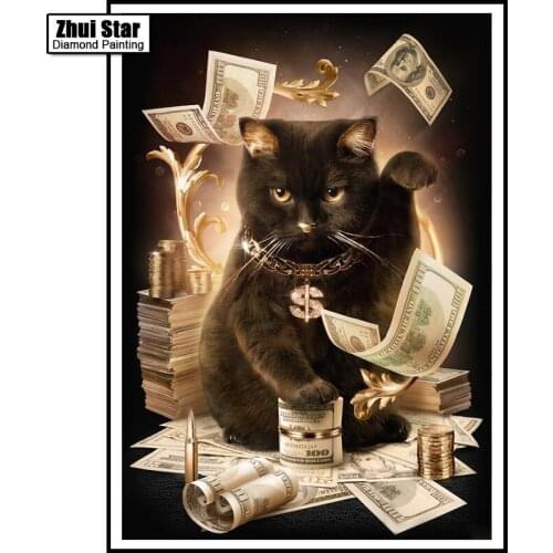 DIY 3d diamond painting embroidery kits new decoration paint diamond mosaic dmc resin craft cat dollar Diamond Embroidery