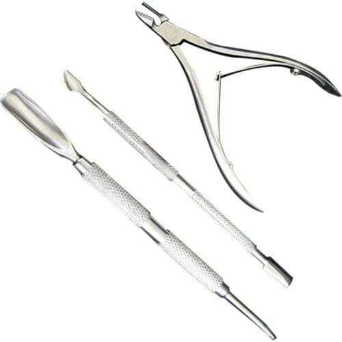 Nail Cuticle Spoon Pusher Remover Cutter Nipper Clipper Cut Set Stainless Steel Cuticle Scissors